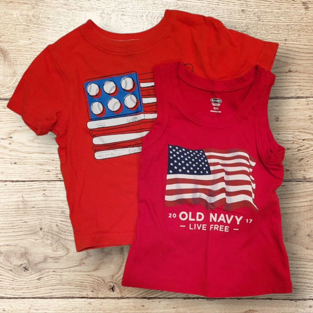 2pc Lot Of 2T Red Patriotic Tshirts Old Navy/Jumping Beans